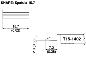 T15-1402 SMD Spatula Soldering Tip 2mm x 15.7mm