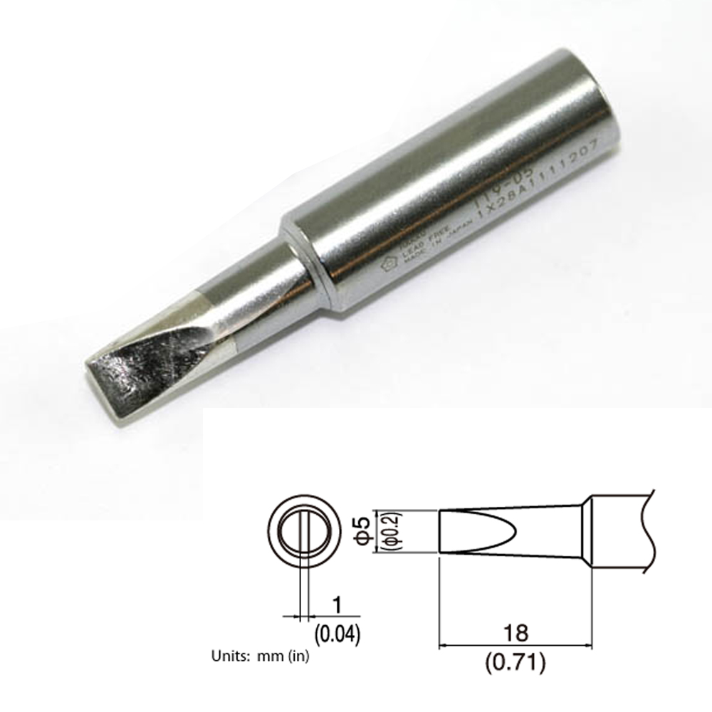 T19-D5 Chisel Soldering Tip 5mm x 18mm