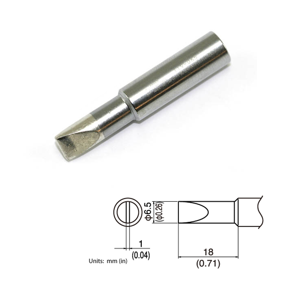 T19-D65 Chisel Soldering Tip 6.5mm x 18mm